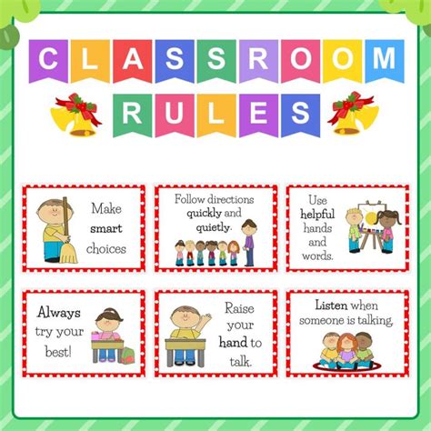 6pcs Classroom Rules Laminated Educational Wall Chart Posters Card A4