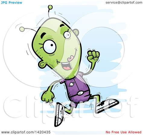 Clipart Of A Cartoon Doodled Female Alien Royalty Free Vector