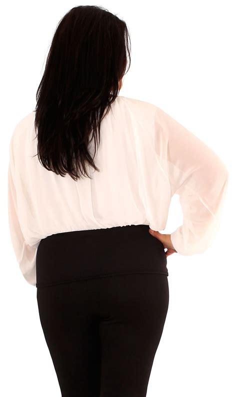 Womens Plus Size Plain Chiffon Long Sleeve Off Shoulder Gypsy Corset Tops 14 20 Ebay