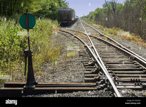 Old Fashioned Manual Train Track Switch And Rails Stock Photo Alamy