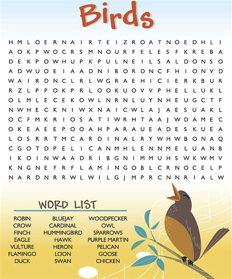 Birds Word Seek By Yuckles Life Skills Kids Word Find Word Puzzles
