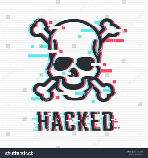 Hacked Glitch Text Skull Bones Illustration Stock Vector Royalty Free