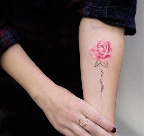 Pink Rose Dainty Hand Tattoo 100 Trending Watercolor Flower Tattoo