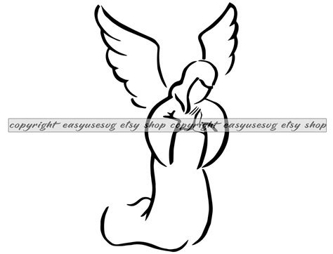 Angel Clipart Black White