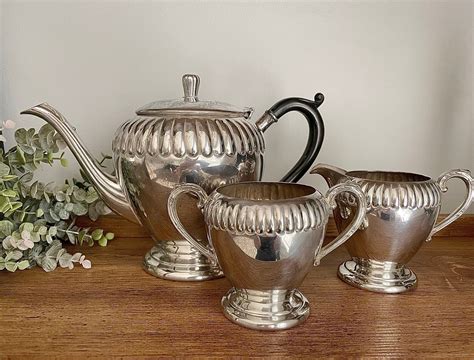 Stunning Wm A Rogers Silver Teapot With Matching Cream And Etsy