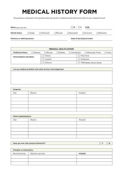 6 Best Images Of Free Printable Medical Forms Charts Patient Medical