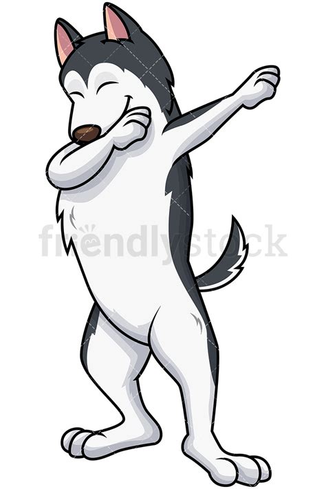 Dabbing Husky Dog Cartoon Vector Clipart Friendlystock