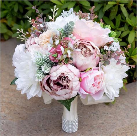 Elegant Artificial Flowers Peony Wedding Bouquets 2017 For Brides New