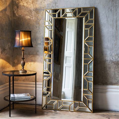 Made of mdf, (medium density fiberboard) with a glass mirror. Gold Mosaic Leaner Mirror | Floor standing mirror, Glass and Gold
