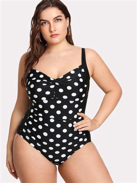 Plus Size Polka Dot Swimsuit Attire Plus Size