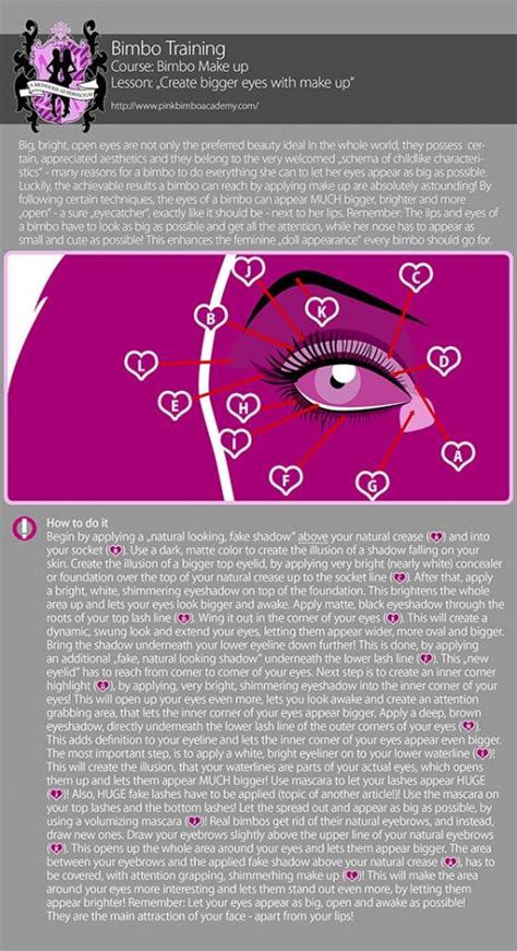 The Pba Guide To Bimbo Makeup Bigger And Brighter Eyes With Make Up Pink Bimbo Academy