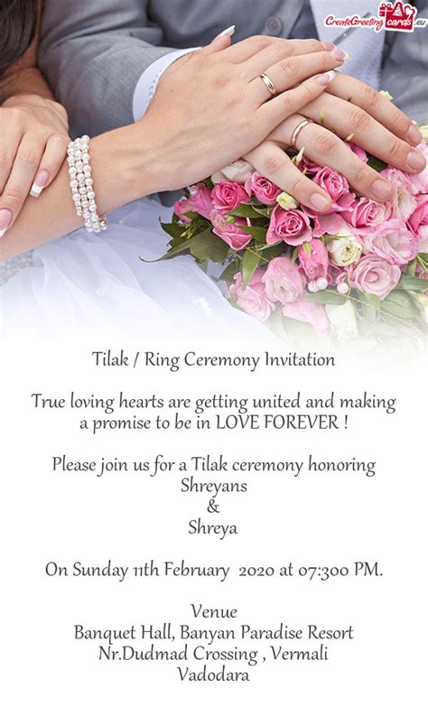 Tilak Ring Ceremony Invitation Free Cards