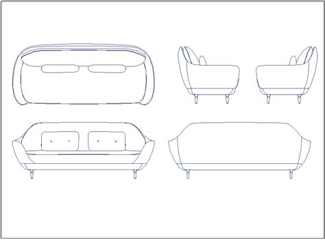 Seating Bench Sofa Furniture Block Dwg File Cadbull