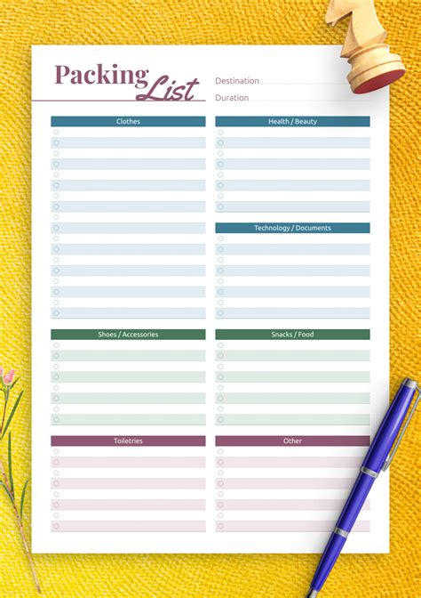 Travel Packing Checklist Printable Pdf