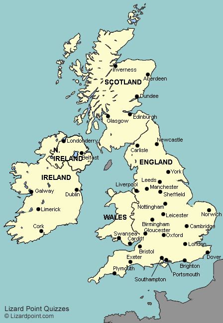 Test Your Geography Knowledge British Isles Major Cities Lizard