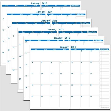 5×8 Monthly Calendar Print Out Example Calendar Printable