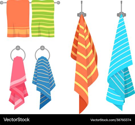 Towel Cartoon Kitchen And Bath Hanging Towels Vector Image