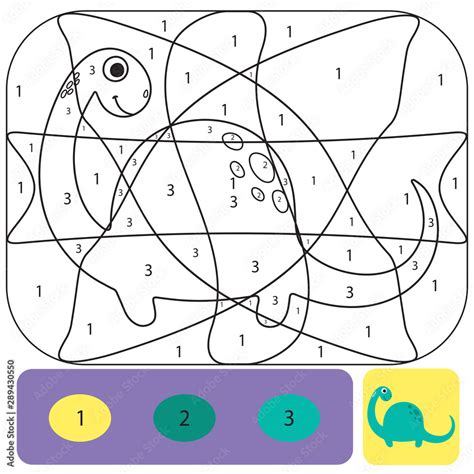 Cute Dino Coloring Page For Kids Coloring Puzzle With Numbers Of Color