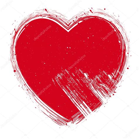 Corazón Rojo Dibujado A Mano Con Salpicadura Grunge Sobre Fondo Blanco