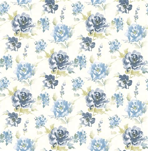Colours Waterflower Blue Floral Wallpaper Departments Diy At Bandq