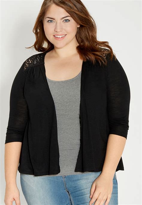Plus Size Lightweight Cardigan With Lace