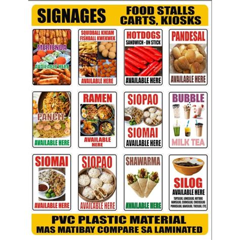 Pvc Plastic Signage A4 Size For Food Stalls Cart Kiosks Signage