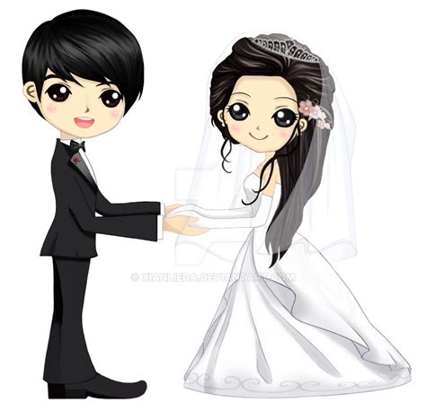 Monmons Wedding Chibi By Xianlieda On Deviantart Wedding Couple Cartoon Wedding Drawing