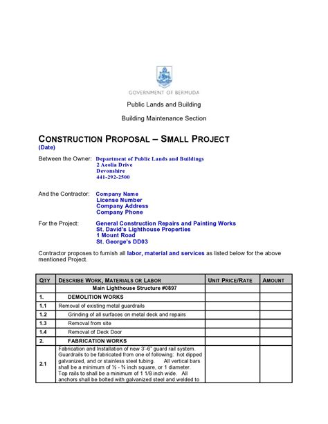 Construction Project Proposal Example