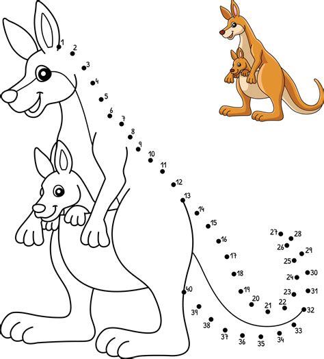 Dot To Dot Kangaroo With Baby Coloring Page 8208934 Vector Art At Vecteezy
