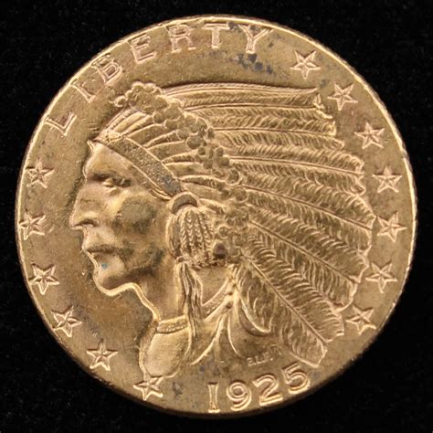 1925 D 25 Indian Head Quarter Eagle Gold Coin Pristine Auction