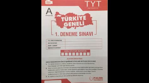 Palme Yayinlari T Rk Ye Genel Deneme Sinavi Tyt Matemat K Z Mler