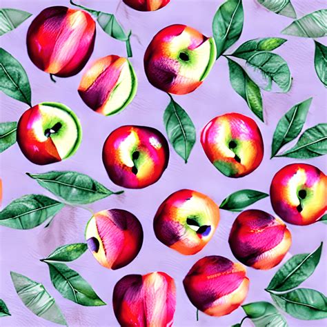 Seamless Fabric Apple Pattern Hyper Realistic Watercolor Illustration