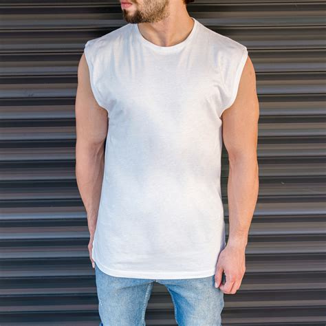 Men S Basic Sleeveless T Shirt In White