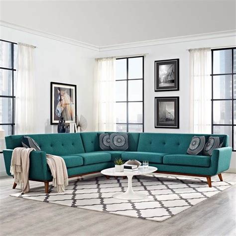 Engage L Shaped Sectional Sofa In Teal Lifestyle L Shaped Living