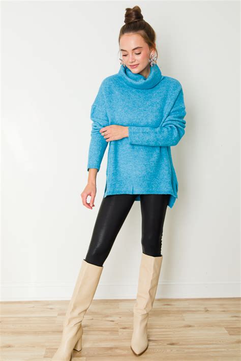 Emmy Turtleneck Sweater Blue New Arrivals The Blue Door Boutique