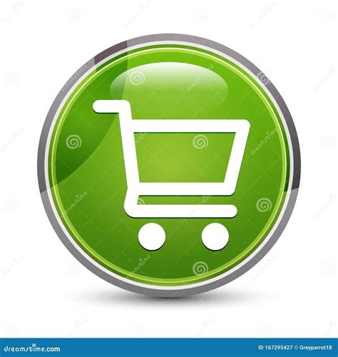 Shopping Cart Icon Elegant Green Round Button Vector Illustration Stock