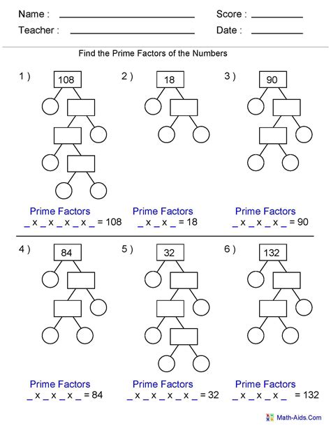 Factor Tree Worksheet Print | Printable Worksheets And