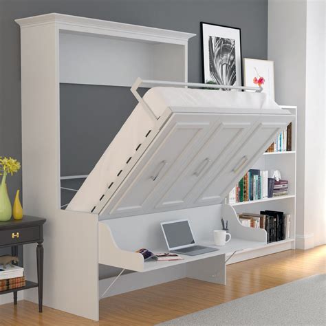 Queen Murphy Bed With Desk Shop For Beautiful White Lacquer Queen Size