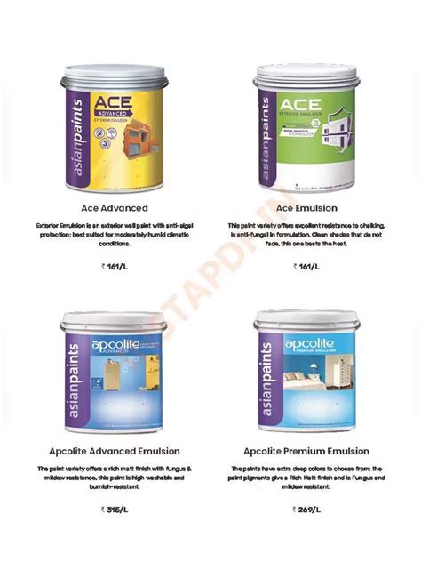 Asain Paints Price List PDF InstaPDF PDF Asian Paints Price List PDF Download