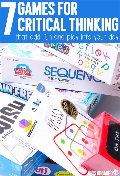 Check out these critical thinking activities, adapted from critical thinking in the classroom , a book with over 100 practical tools and strategies for teaching in this activity, students move to a corner of the classroom based on their responses to a question with four answer choices. 7 Games for Critical Thinking that Add Play to Your Day ...