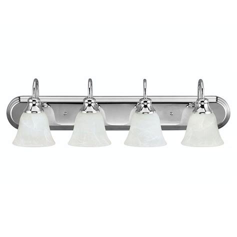 For artful, layered bathroom lighting, think stylish vanity lighting, wall sconces on either side of the mirror, or even a pair of chic pendants. Sea Gull Lighting Windgate 4-Light Chrome Wall/Bath Light ...