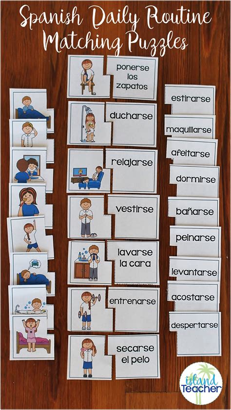 Practice Spanish Daily Routine Vocabulary With Matching Puzzles