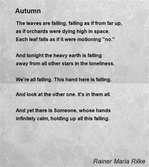 Autumn By Ranier Maria Rilke Translated By Robert Bly Rilke Poems