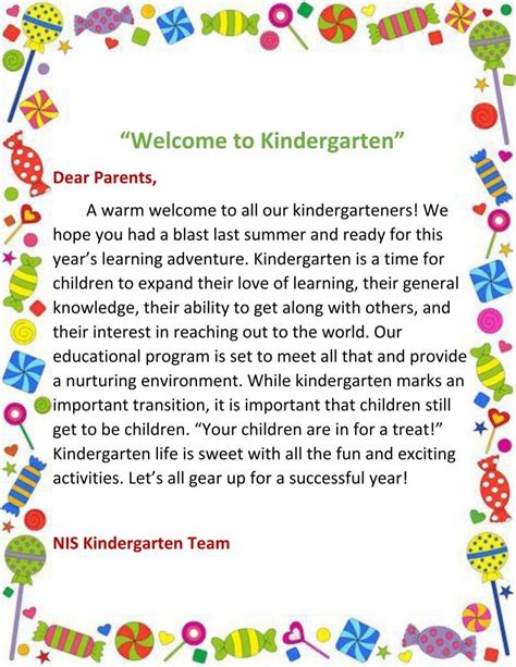 Kindergarten Welcome Letter To Students Letter Ghw