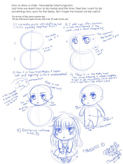Girls will be about 6 heads tall and guys will be about 7. Drawing cute chibi tutorial -Tanweenie by mamaungcorn on DeviantArt