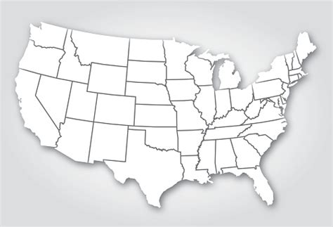 Usa States Silhouette White Stock Illustration Download Image Now