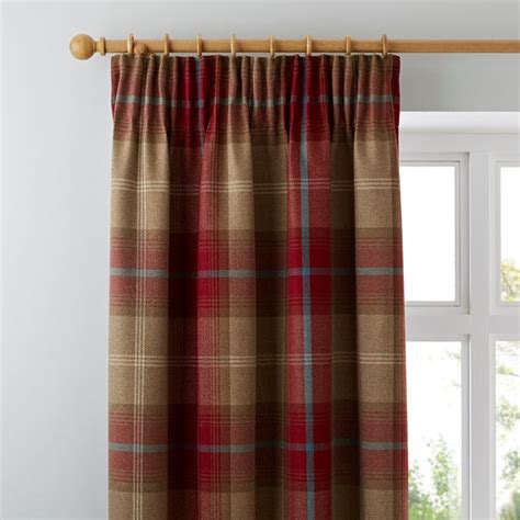 Dunelm Highland Check Pencil Pleat Curtains