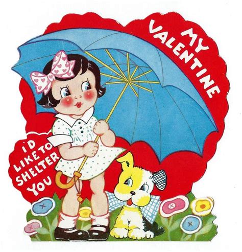 Vintage Valentine Greeting My Valentine Id Like To Shelter You Circa 1940 Valentines