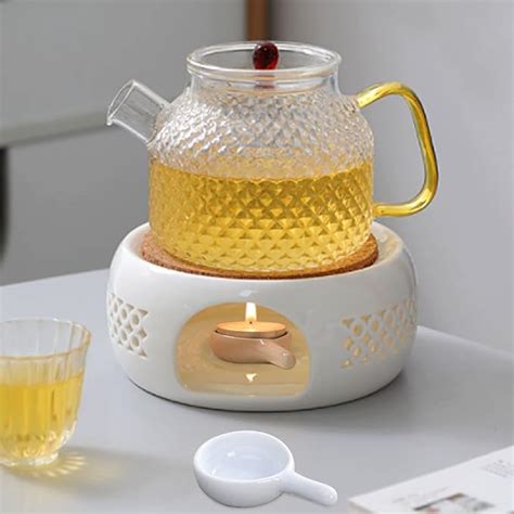 Amazon de Stövchen für Teekanne Porzellan Teekanne Wärmer mit Löffel