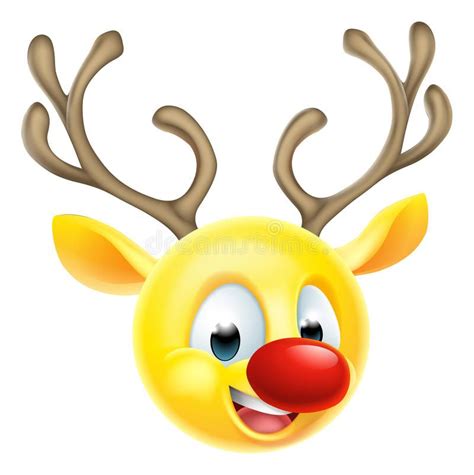 Christmas Reindeer Emoticon Emoji Stock Vector Illustration Of
